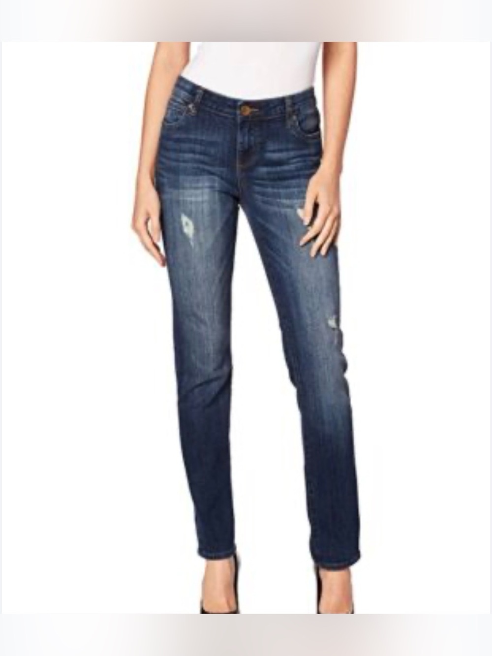 KUT from the Kloth Catherine Distressed Slim Boyfriend Jeans SZ. 6